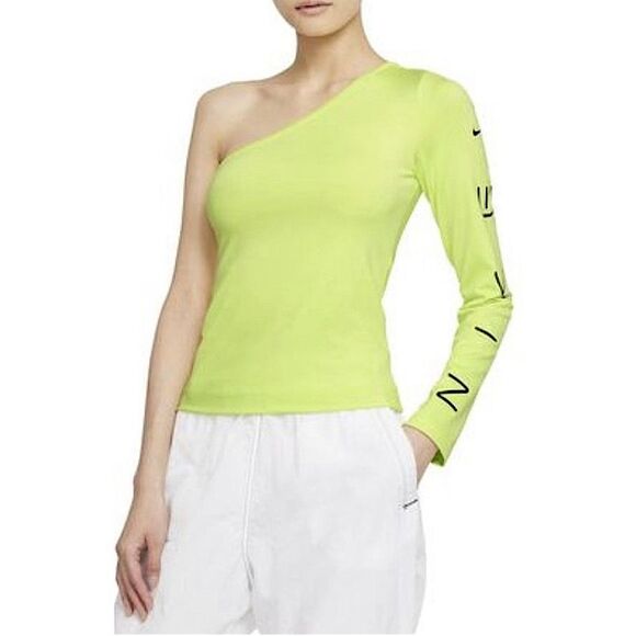 Nike Sportswear Asymmetrical One Shoulder Top Light Lemon Twist Women’s Size XS - Picture 1 of 9